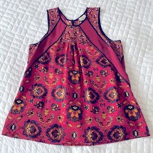 Plenty By Tracy Reese Red Printed Silk Blouse Sz M